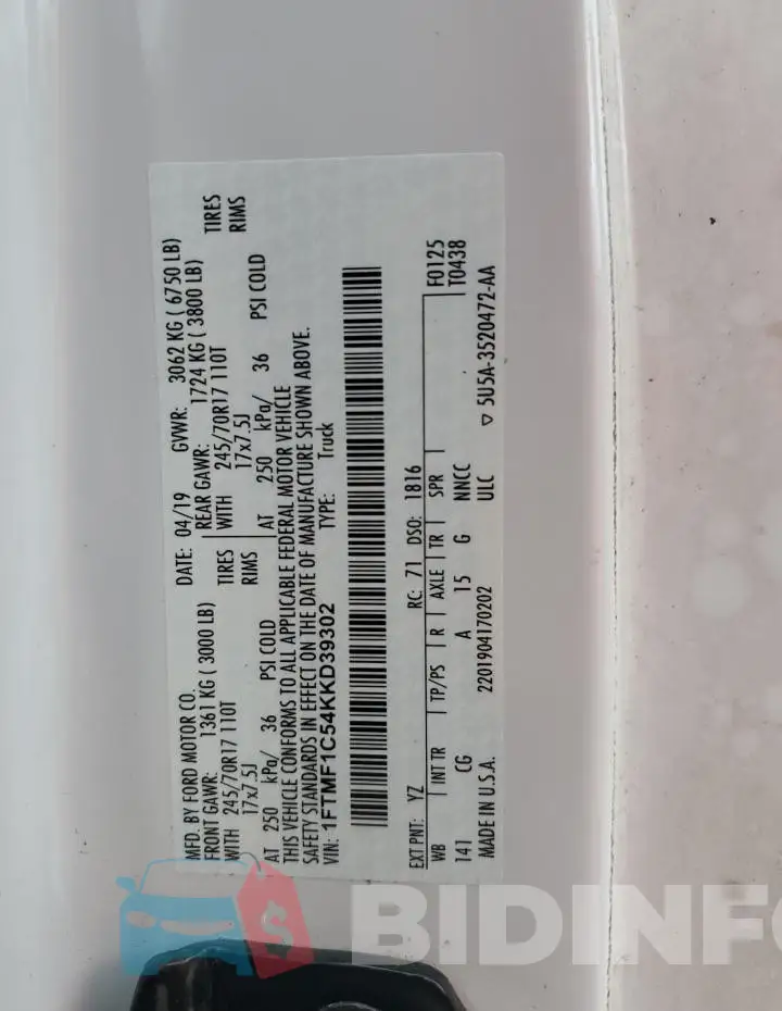 1FTMF1C54KKD39302 Photo# 13