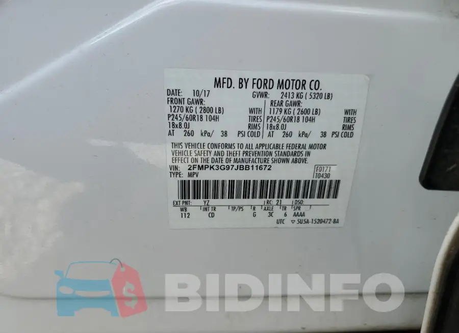 2FMPK3G97JBB11672 Photo# 13