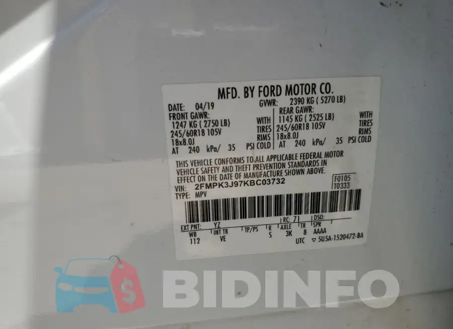 2FMPK3J97KBC03732 Photo# 13