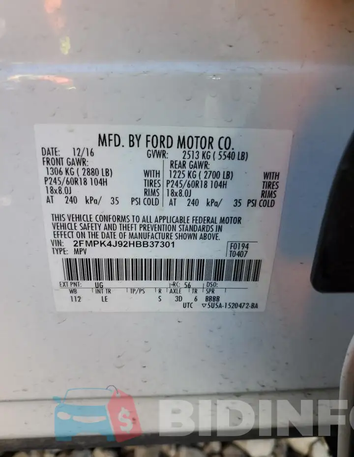 2FMPK4J92HBB37301 Photo# 12