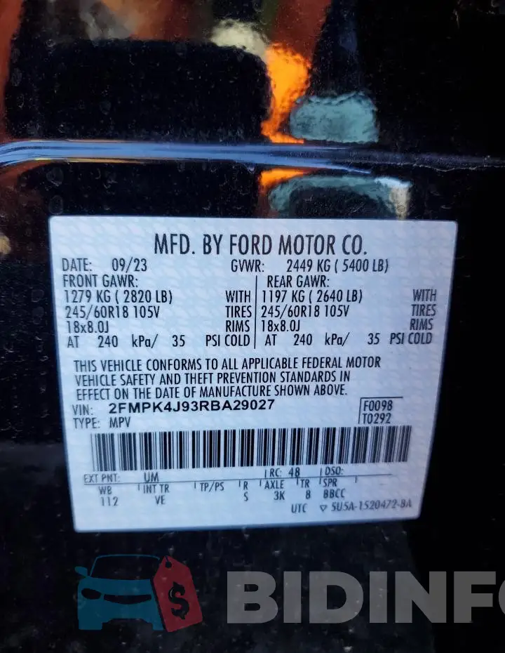 2FMPK4J93RBA29027 Photo# 13