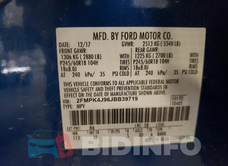 2FMPK4J96JBB39719 Photo# 13