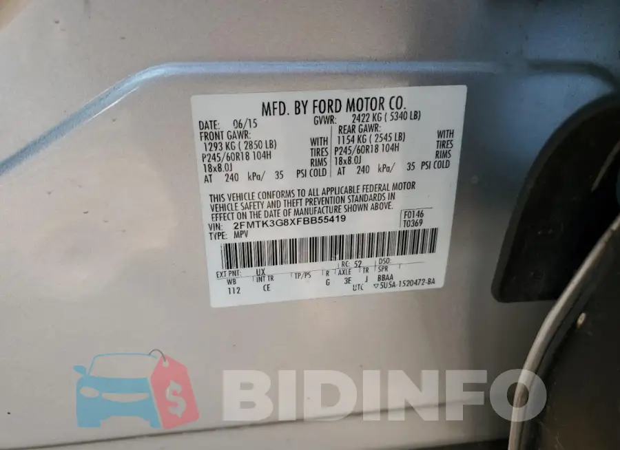 2FMTK3G8XFBB55419 Photo# 13