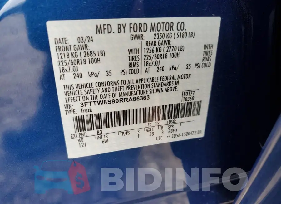 3FTTW8S99RRA86363 Photo# 13