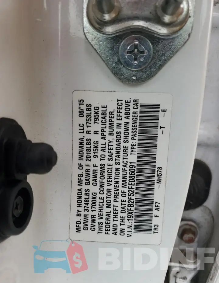 19XFB2F52FE086091 Photo# 12
