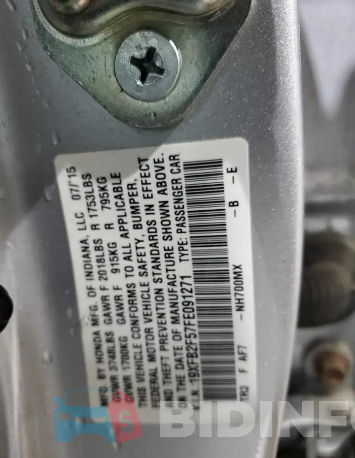19XFB2F57FE091271 Photo# 12