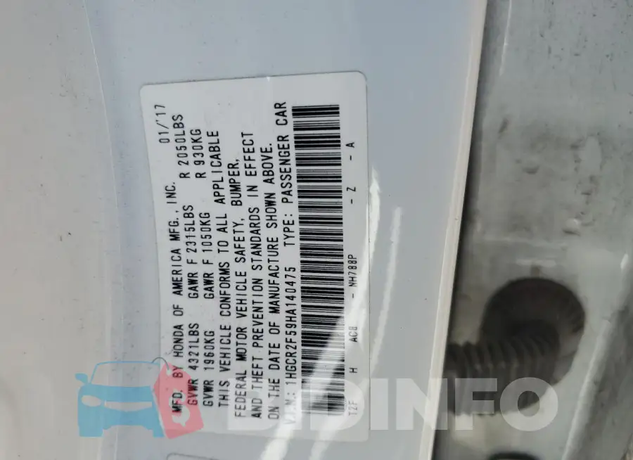 1HGCR2F59HA140475 Photo# 12