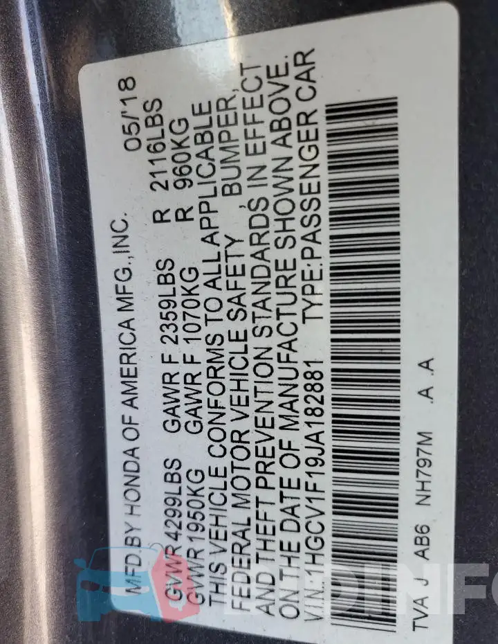 1HGCV1F19JA182881 Photo# 12