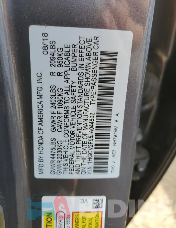 1HGCV2F95JA044802 Photo# 12