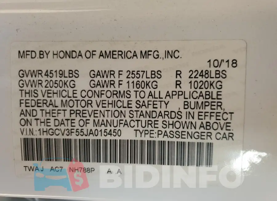 1HGCV3F55JA015450 Photo# 13