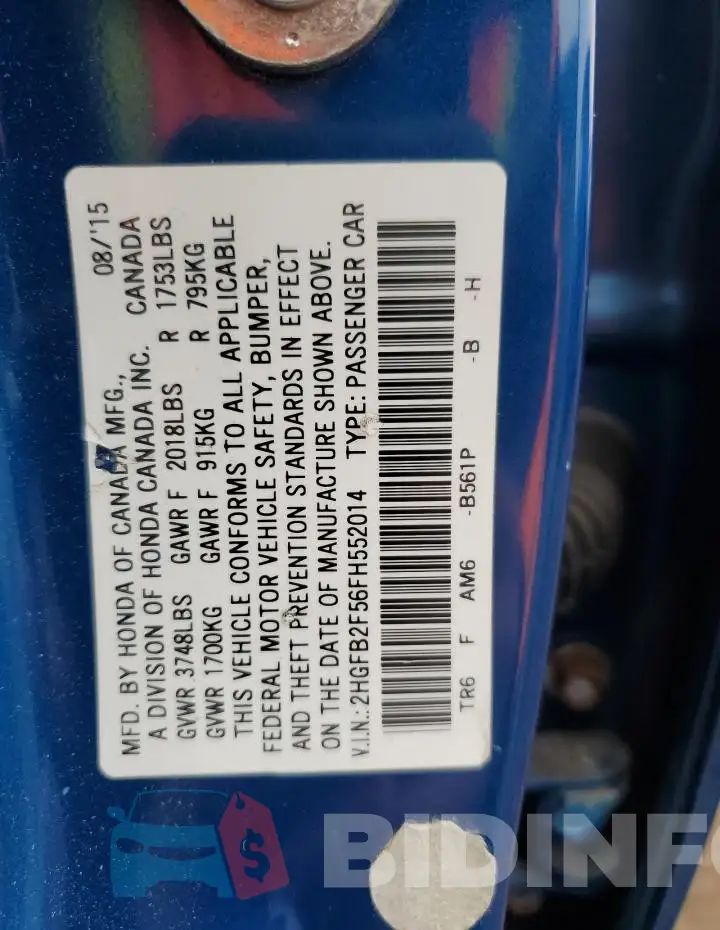 2HGFB2F56FH552014 Photo# 13