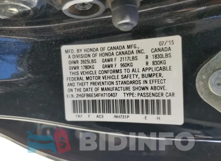 2HGFB6E54FH710407 Photo# 12