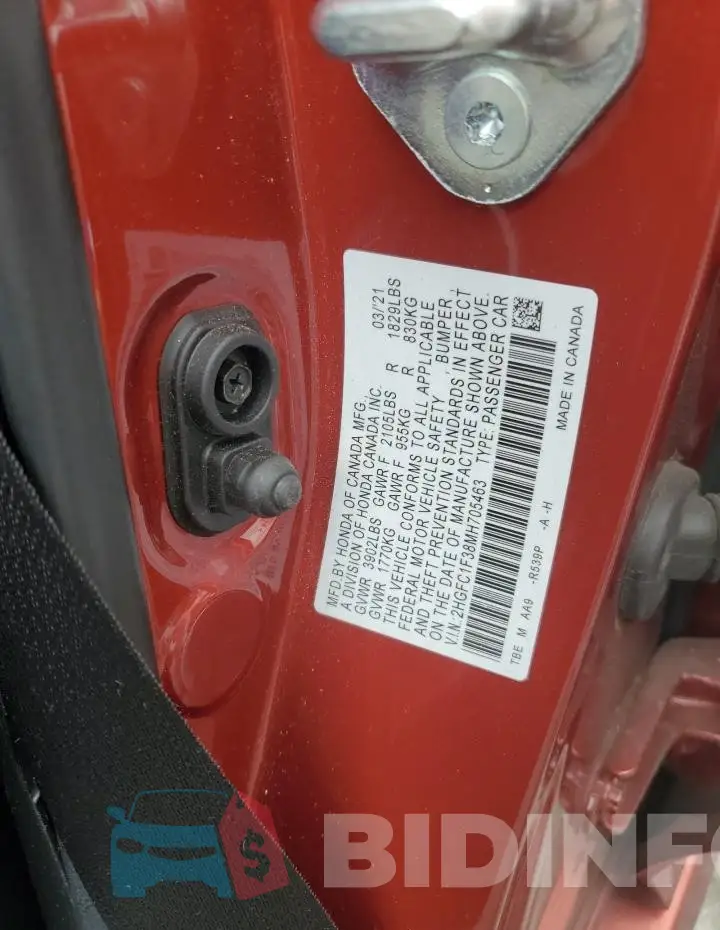 2HGFC1F38MH705463 Photo# 12