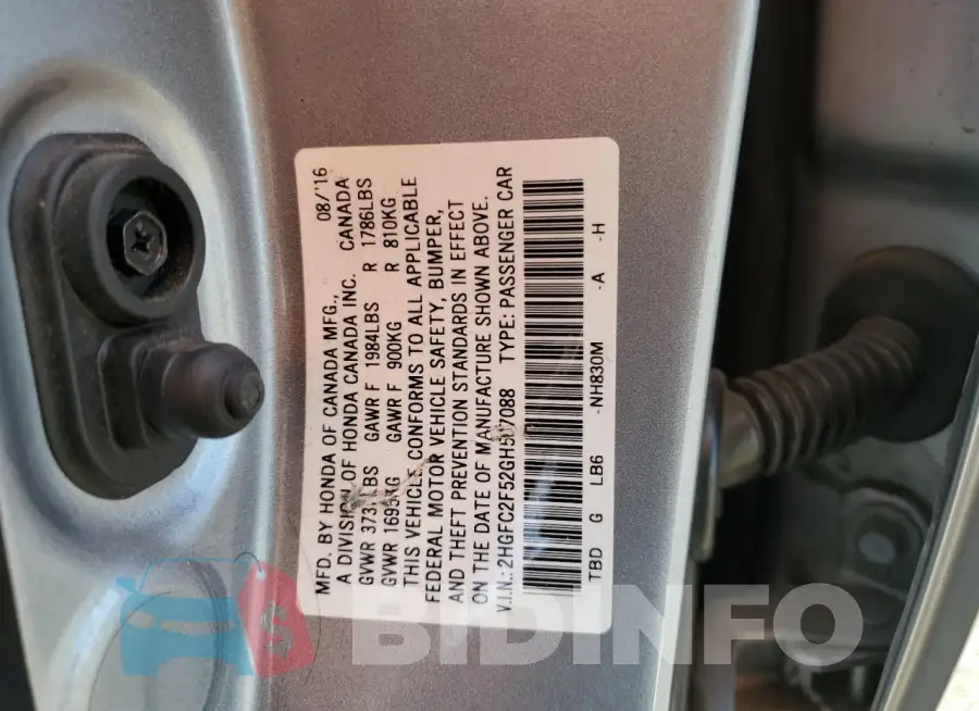 2HGFC2F52GH567088 Photo# 12