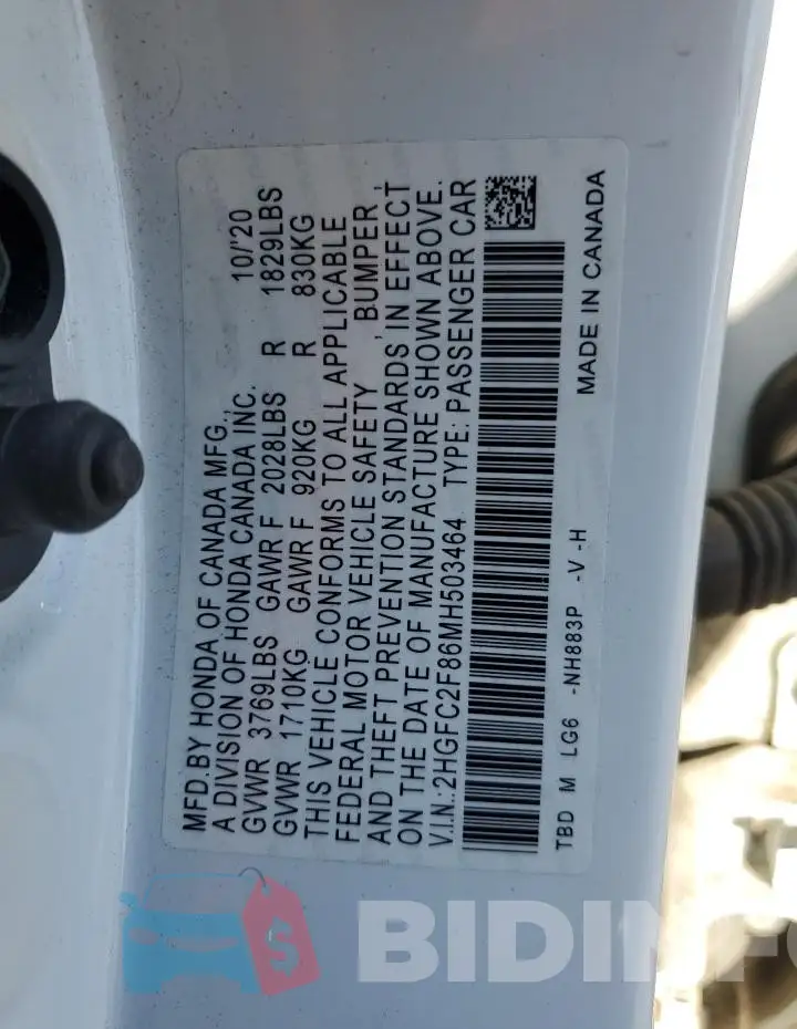 2HGFC2F86MH503464 Photo# 12