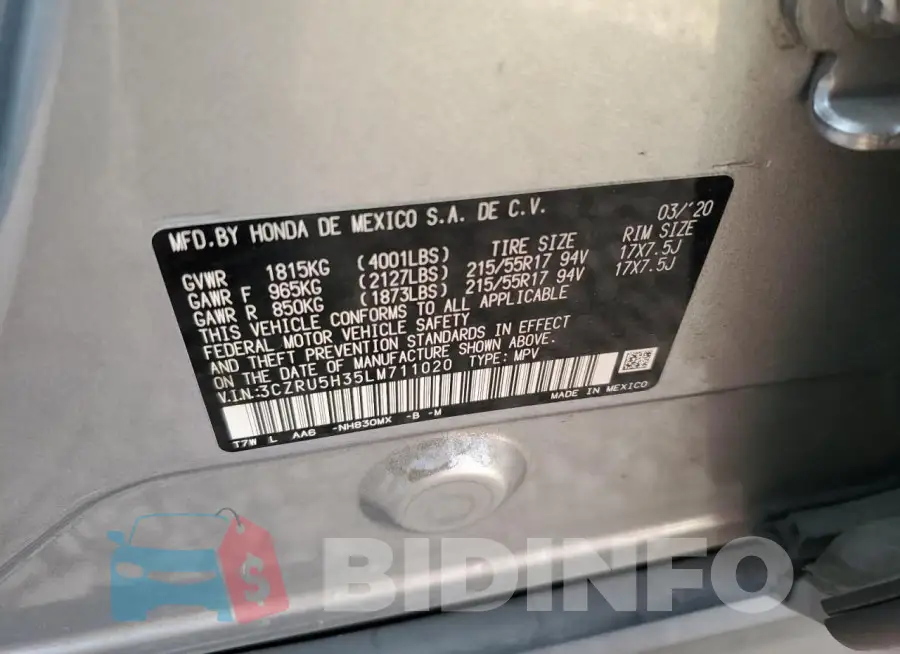3CZRU5H35LM711020 Photo# 13
