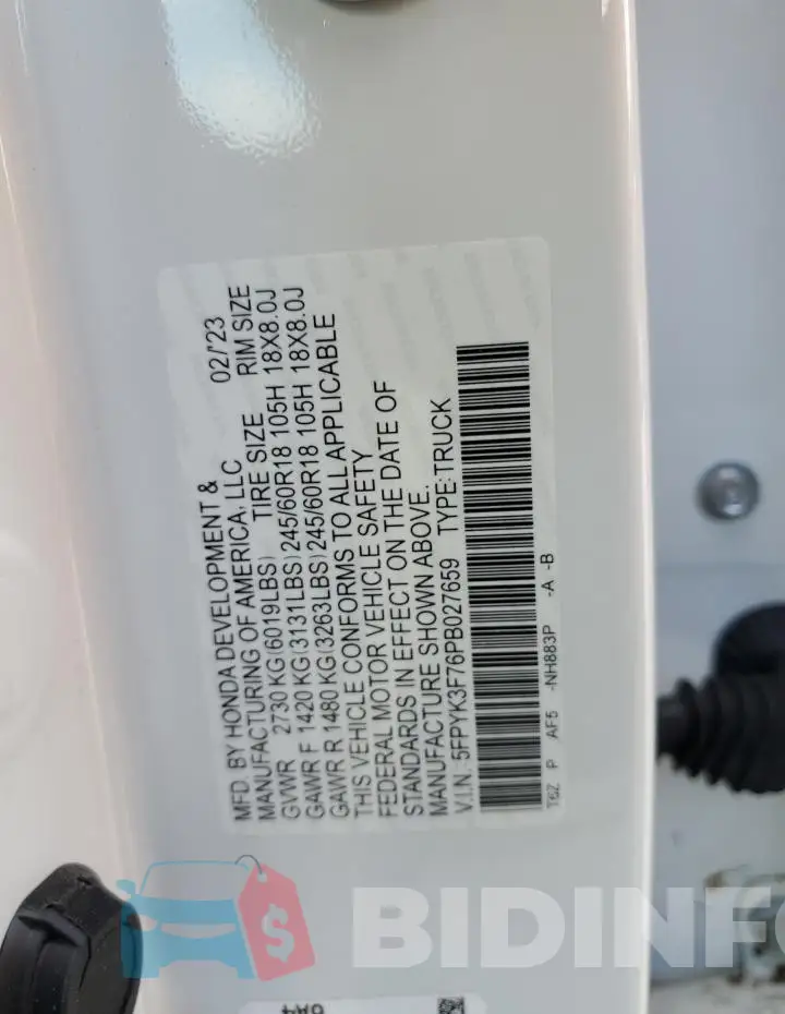 5FPYK3F76PB027659 Photo# 12
