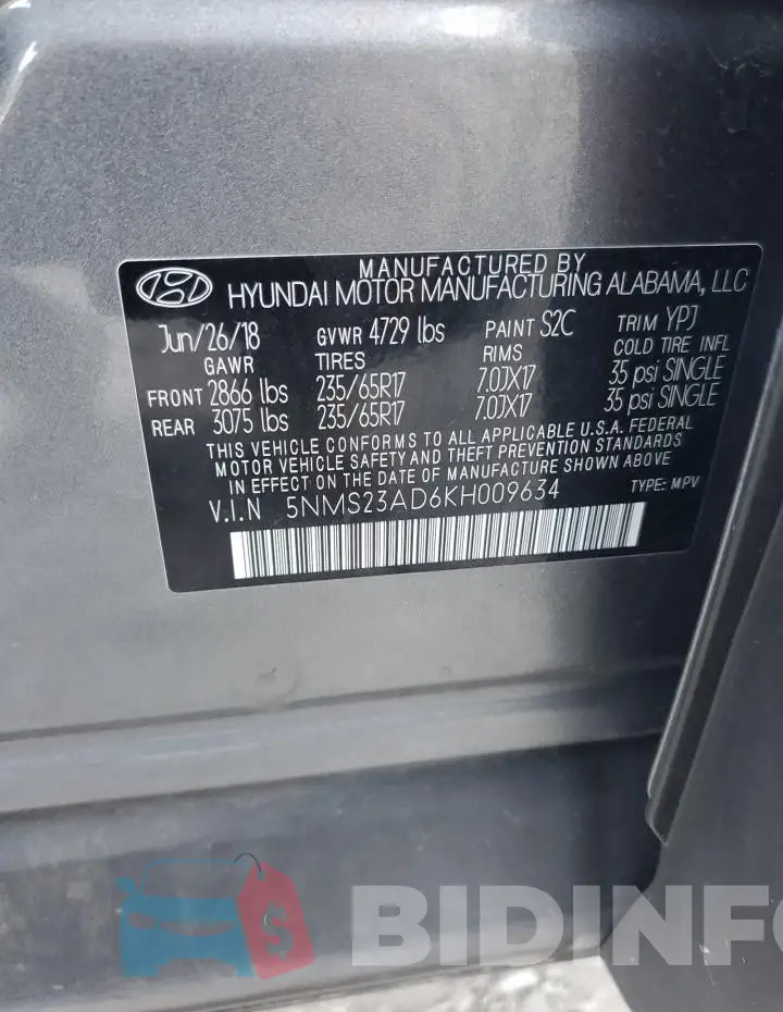 5NMS23AD6KH009634 Photo# 13