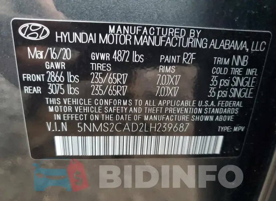5NMS2CAD2LH239687 Photo# 13