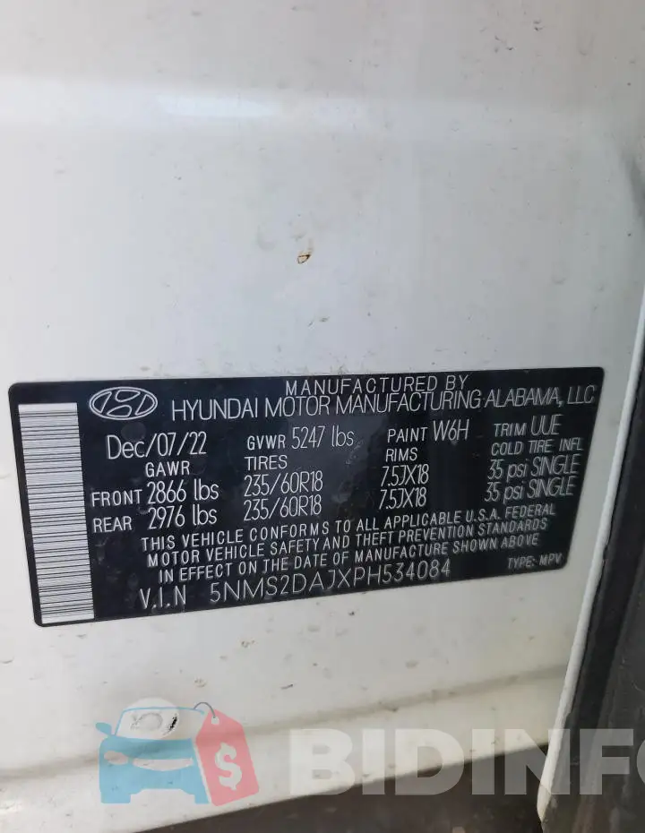 5NMS2DAJXPH534084 Photo# 13