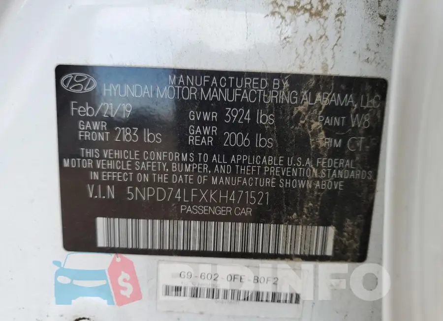 5NPD74LFXKH471521 Photo# 12