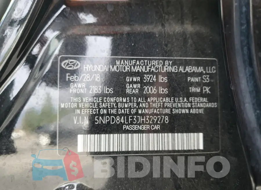 5NPD84LF3JH329278 Photo# 13