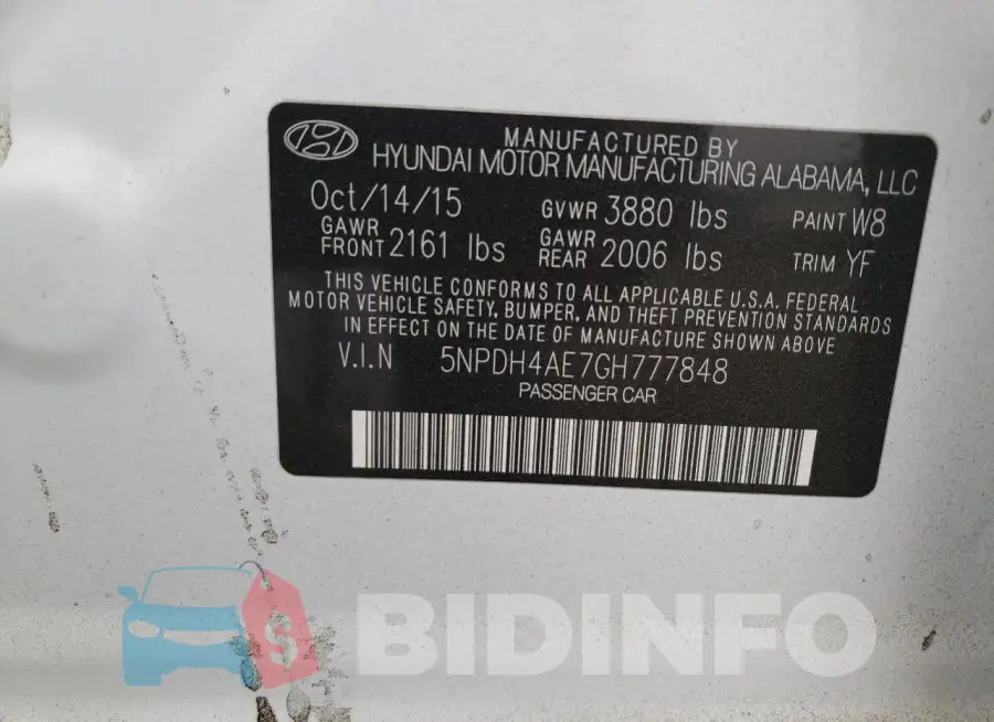 5NPDH4AE7GH777848 Photo# 12