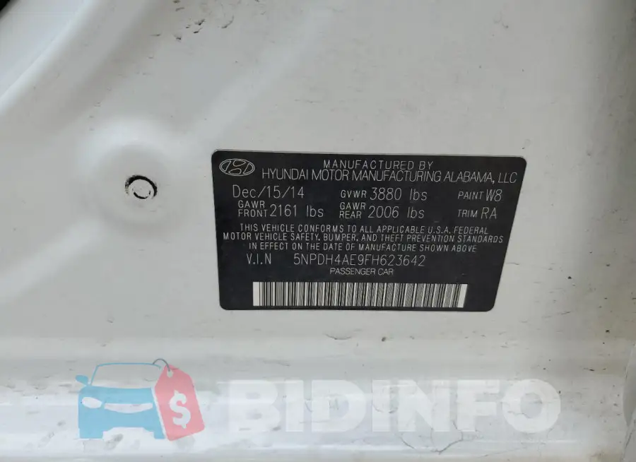5NPDH4AE9FH623642 Photo# 13
