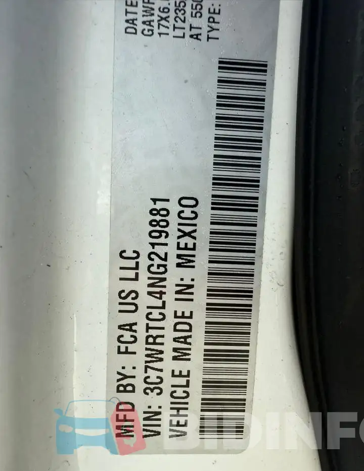 3C7WRTCL4NG219881 Photo# 10