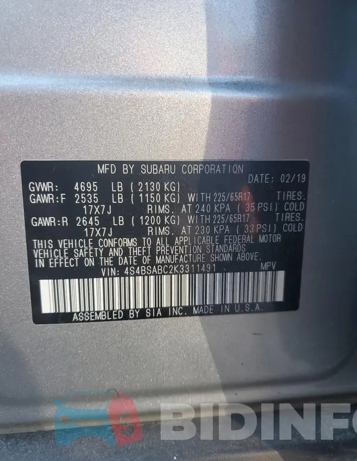 4S4BSABC2K3311491 Photo# 12