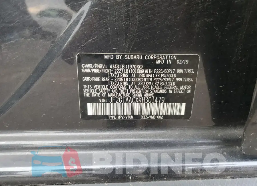JF2GTAACXKH301479 Photo# 12