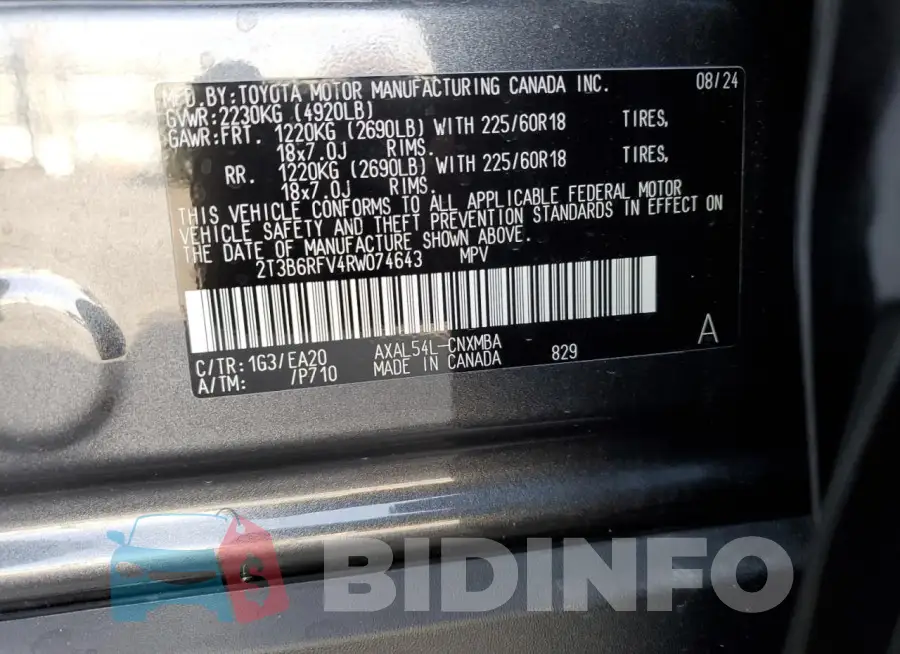 2T3B6RFV4RW074643 Photo# 13