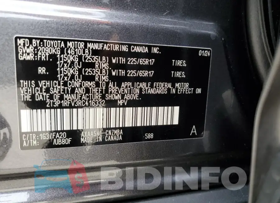 2T3P1RFV3RC416332 Photo# 13