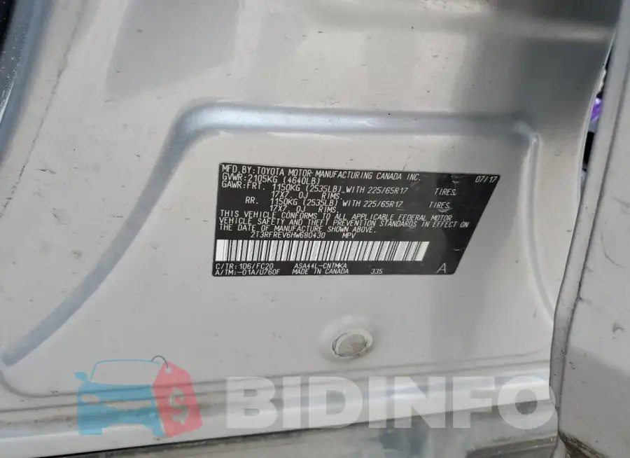 2T3RFREV6HW680430 Photo# 13