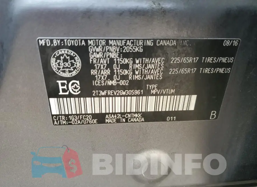 2T3WFREV2GW305961 Photo# 13