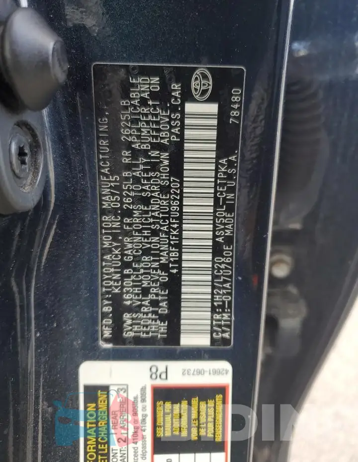 4T1BF1FK4FU962207 Photo# 13