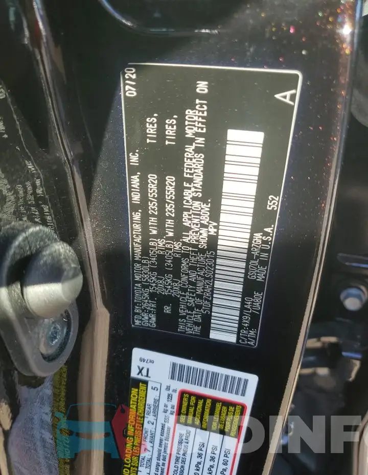 5TDFZRAH2LS023015 Photo# 13