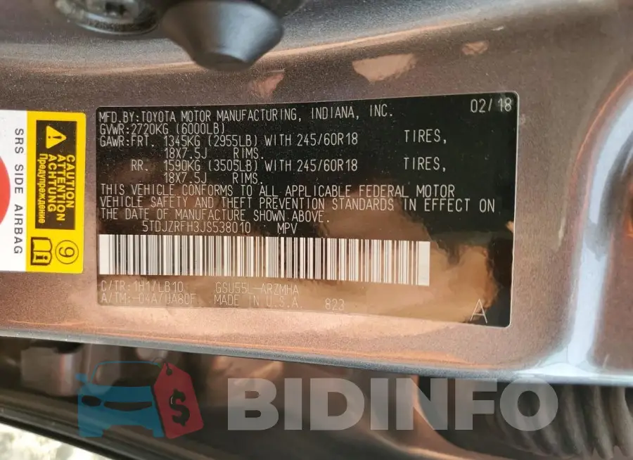 5TDJZRFH3JS538010 Photo# 13