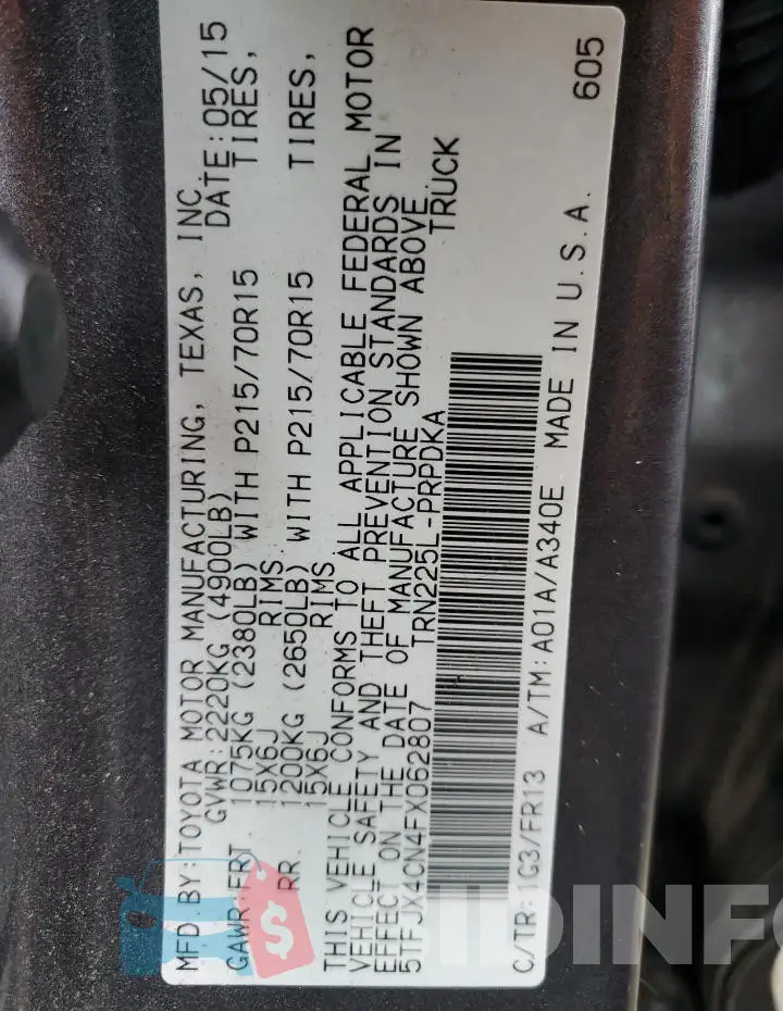 5TFJX4CN4FX062807 Photo# 12