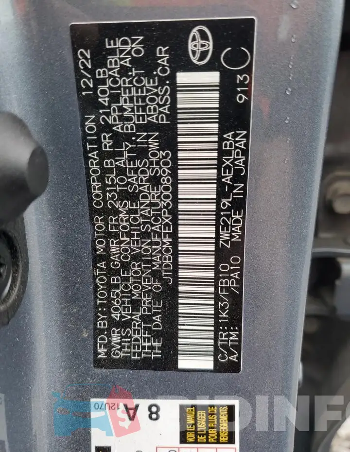 JTDBCMFEXP3008903 Photo# 12