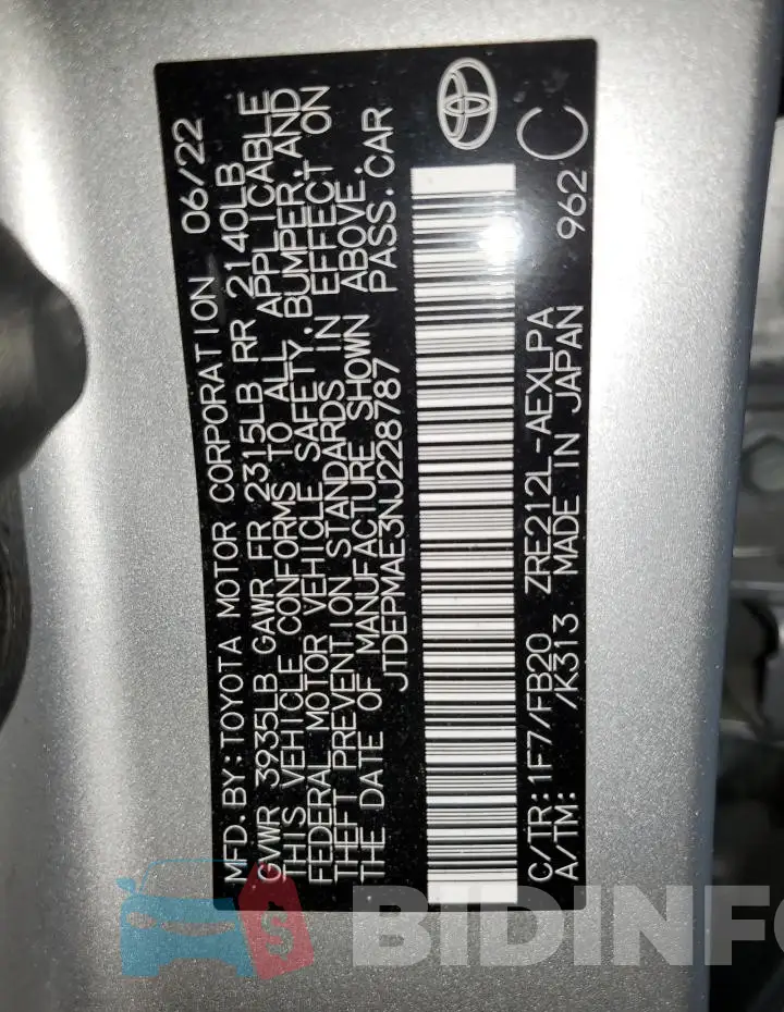 JTDEPMAE3NJ228787 Photo# 12