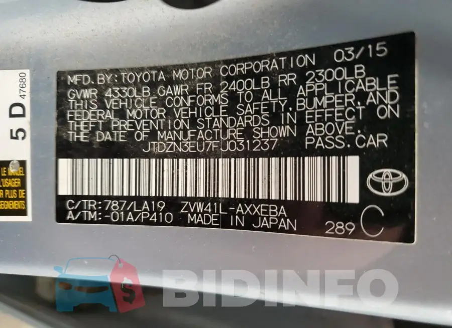 JTDZN3EU7FJ031237 Photo# 12
