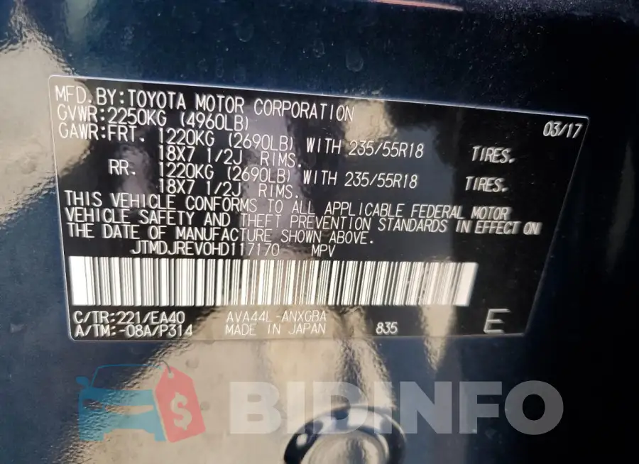 JTMDJREV0HD117170 Photo# 14