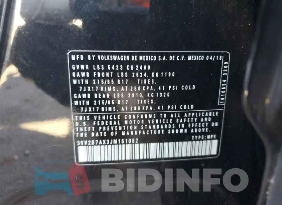 3VV2B7AX3JM151082 Photo# 14