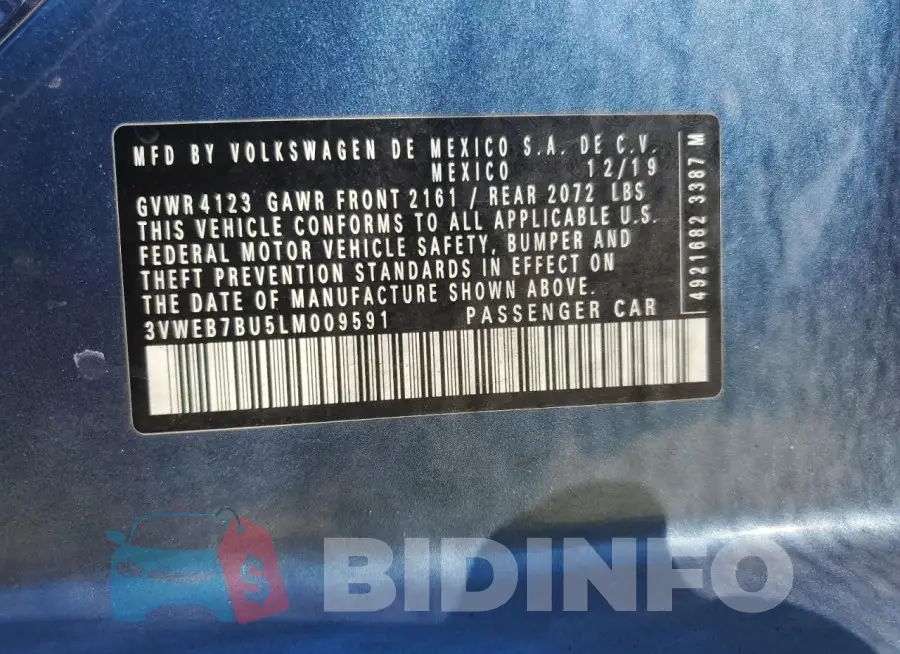 3VWEB7BU5LM009591 Photo# 12