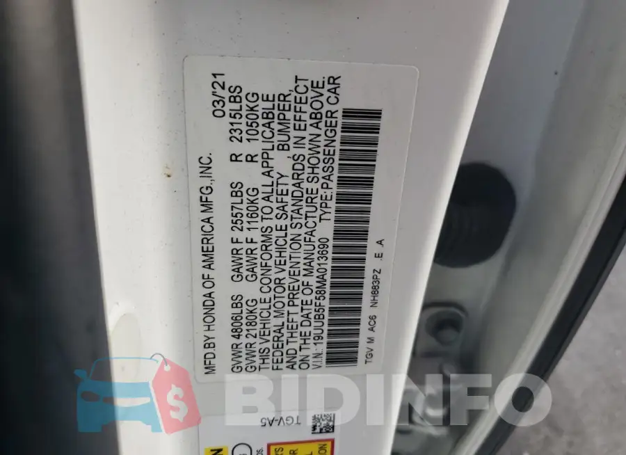 19UUB5F58MA013690 Photo# 12