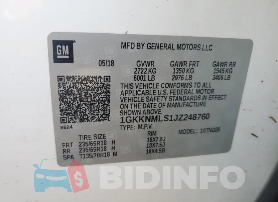 1GKKNMLS1JZ248760 Photo# 13