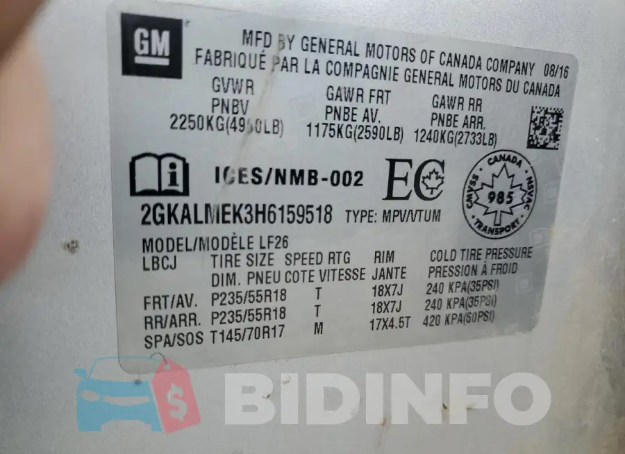 2GKALMEK3H6159518 Photo# 14