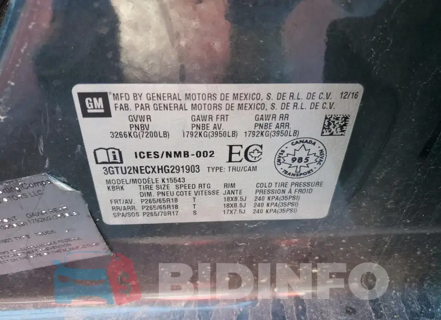 3GTU2NECXHG291903 Photo# 12
