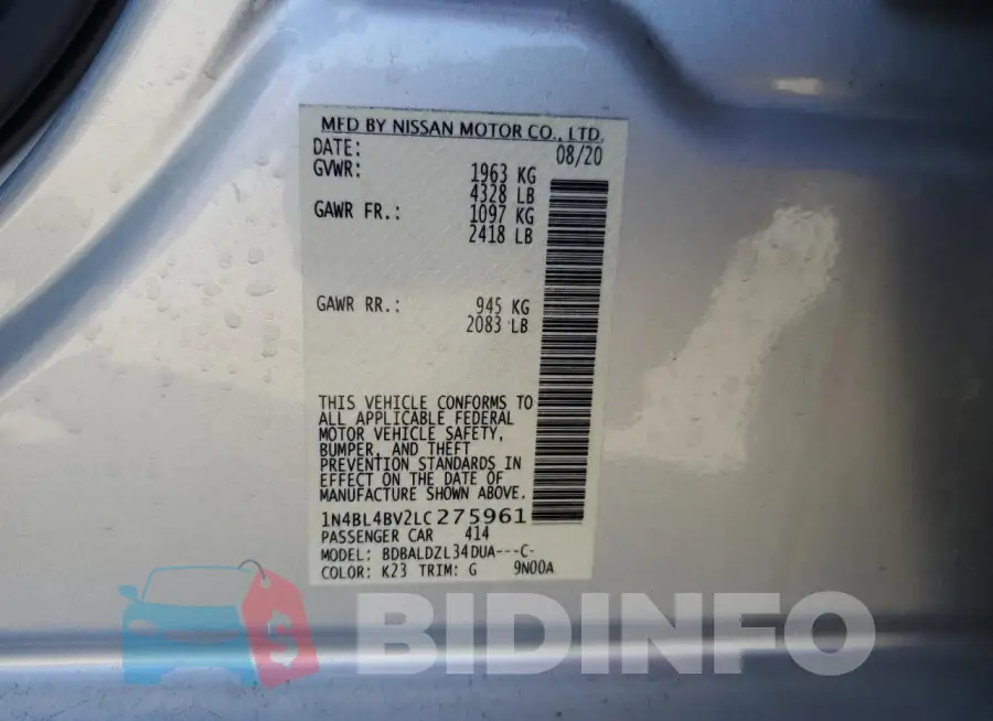 1N4BL4BV2LC275961 Photo# 12